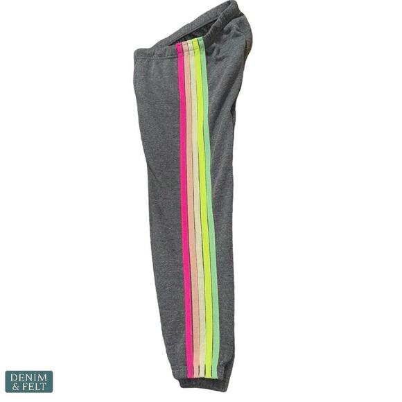 AVIATOR NATION XS Rainbow 5 Stripe Classic Sweatpants/Joggers Charcoal Gray - Picture 4 of 14